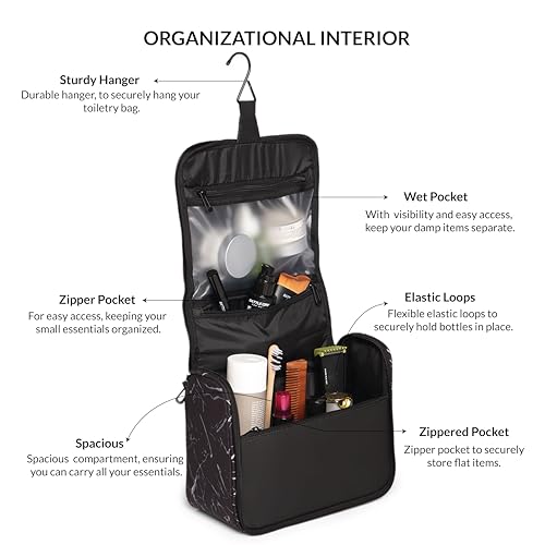 Carriall Toiletry Bag for Men & Women | The Prepp Kit | Hanging Travel Organizer with Hook | Waterproof 6L Wash Bag (Black) - Image 5