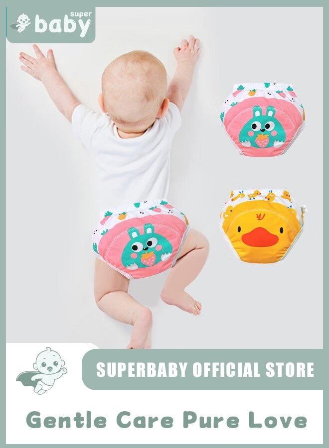 SuperBaby 2 Piece Potty Training Underwear, 6 Layers Breathable Cotton Absorbent Trainer Pants for Toddler Baby Boys Girls Waterproof - Image 1