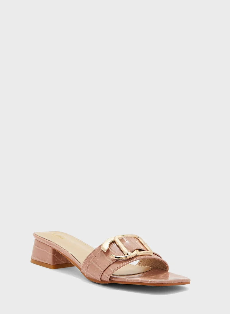 ELLA Metallic Bar Slide Sandals
