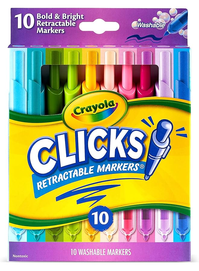 Crayola Washable Clicks Retractable Markers Bold Bright Colors 10Ct - Image 1