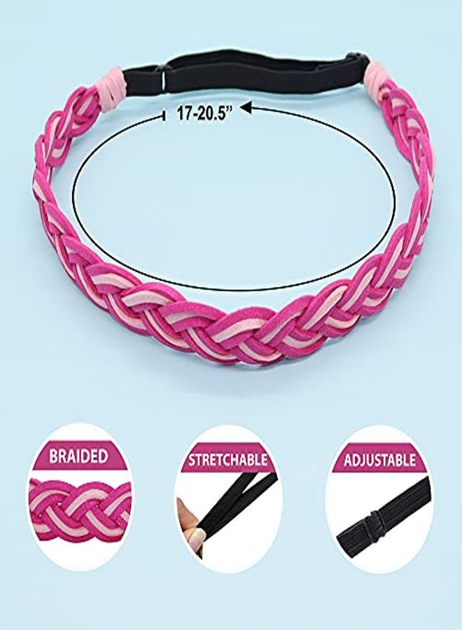 FROG SAC 3 Braided Headbands For Girls Adjustable Glitter Braid Hair Accessories For Kids Stretch Elastic Girl Vegan Leather Head Bands Birthday Party Favors Cute Fashion Twist Kid Hairbands - Image 4