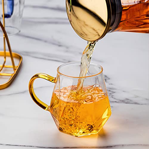 AEFPOYMXU 10 oz Clear Glass Espresso Cups Set of 2 Coffee Cups with Handle Crystal Coffee Mug Borosilicate Heat Resistant for Liquor Tea Beverages Milk Latte Cappuccino - Image 5