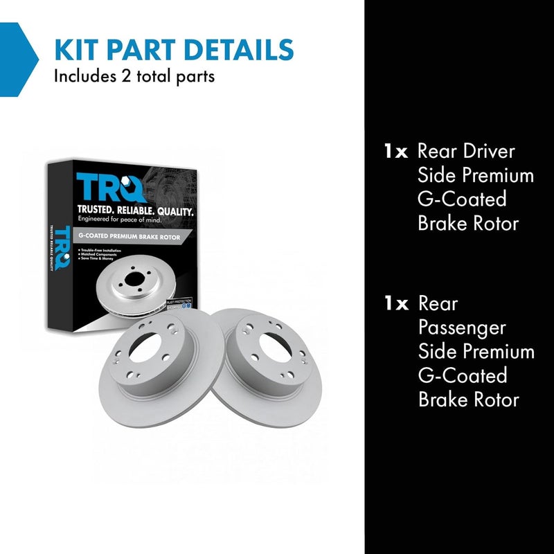 TRQ Rear Brake Rotor Set G Coated Solid Compatible with 2003-2007 Honda Accord 2004-2008 Acura TSX - Image 2