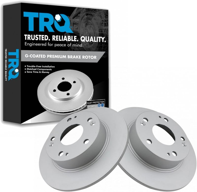 TRQ Rear Brake Rotor Set G Coated Solid Compatible with 2003-2007 Honda Accord 2004-2008 Acura TSX - Image 1