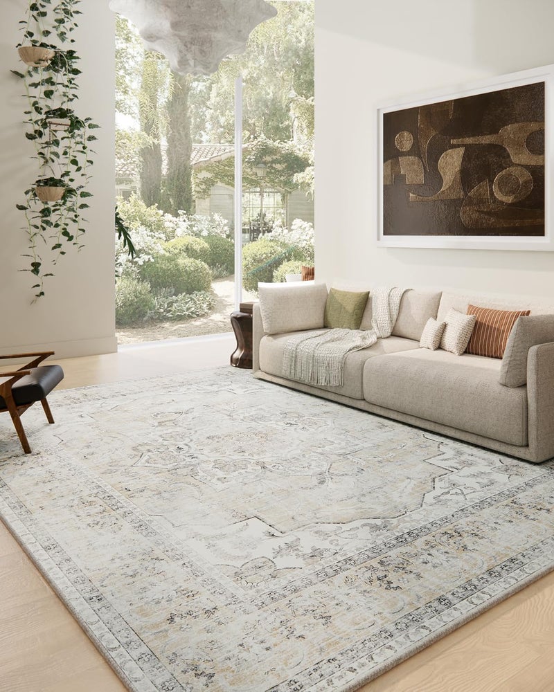 palohom Area Rugs 9x12 Living Room: Washable Rugs for Bedroom Non Slip Low Pile Soft Faux Wool Non Shedding Distressed Vintage Boho Large Carpet for Dining Room Under Table Nursery Entryway Office Farmhouse - Image 1