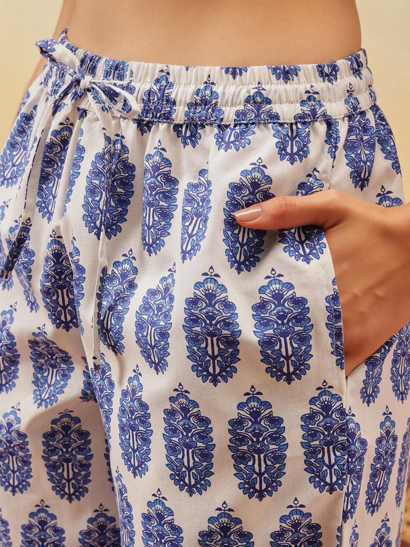 Clovia طقم قميص وبنطلون بيجاما قطن للنساء من كلوفيا (LS0514D08_أزرق_L) - Image 4