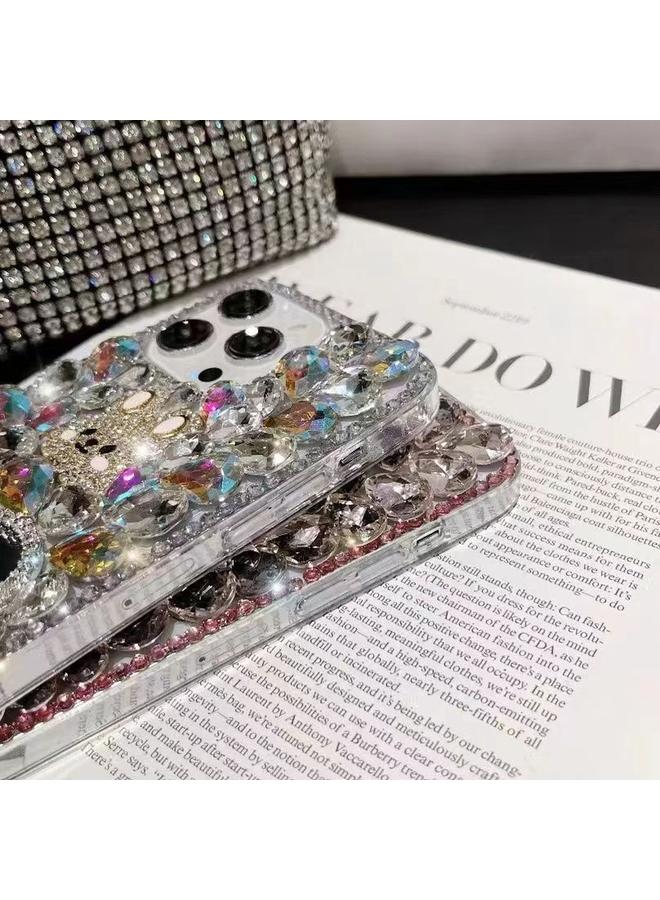 زبون جراب لهاتف iPhone 13 mini مصنوع يدويًا من مادة الألماس على شكل أرنب مرآة - Image 5