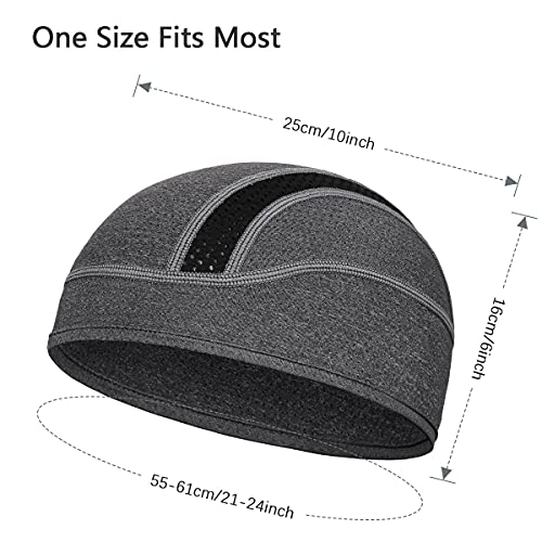 MELASA Skull Cap Helmet Liner Beanie, Cooling Mesh Cycling Running Hat for Men Women, Fits Under Helmets (Black & Gray) - Image 5