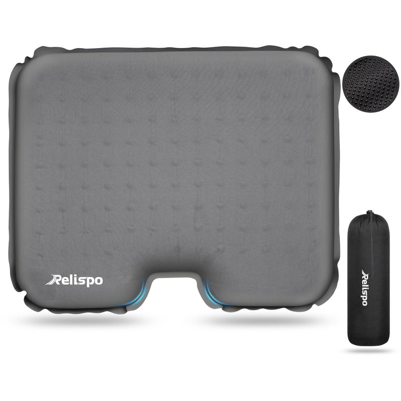 Relispo Self-Inflating Travel Seat Cushion for Airplane, Portable & Lightweight Travel Cushion with High Density Foam, Camping & Stadium Seat Cushion for Long Flights, Pressure Relief and Comfort - Image 1