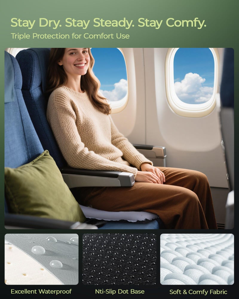 Relispo Self-Inflating Travel Seat Cushion for Airplane, Portable & Lightweight Travel Cushion with High Density Foam, Camping & Stadium Seat Cushion for Long Flights, Pressure Relief and Comfort - Image 4
