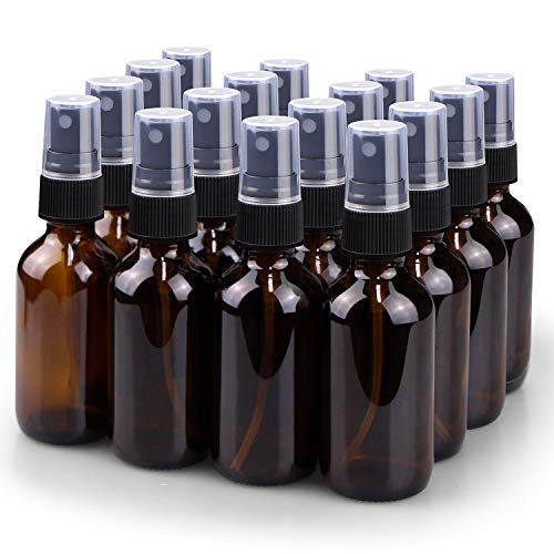 Wedama Spray Bottle, 2 oz Fine Mist Glass Spray Bottles, Little Refillable Liquid Containers for Watering Flowers Cleaning (16 Pack, Amber) - Image 1