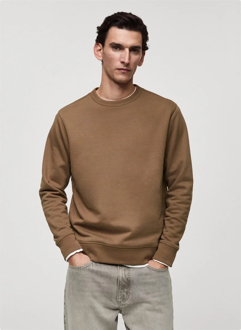 Mango Man Ribbed Cotton Knitted Sweater