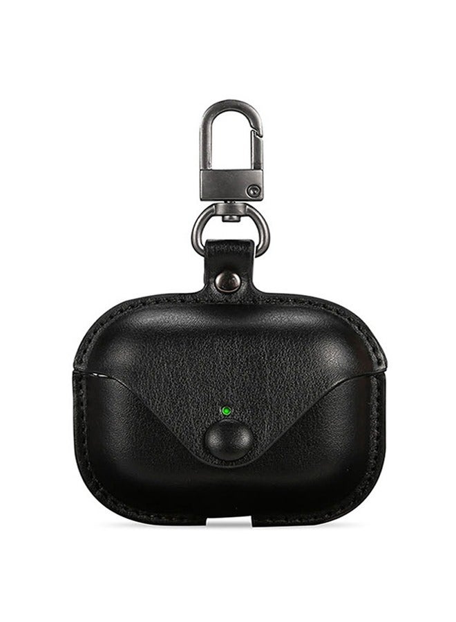 Leather Case Shockproof Cover With KeychainFor Apple AirPods 3 (3rd Generation) Black - Image 1