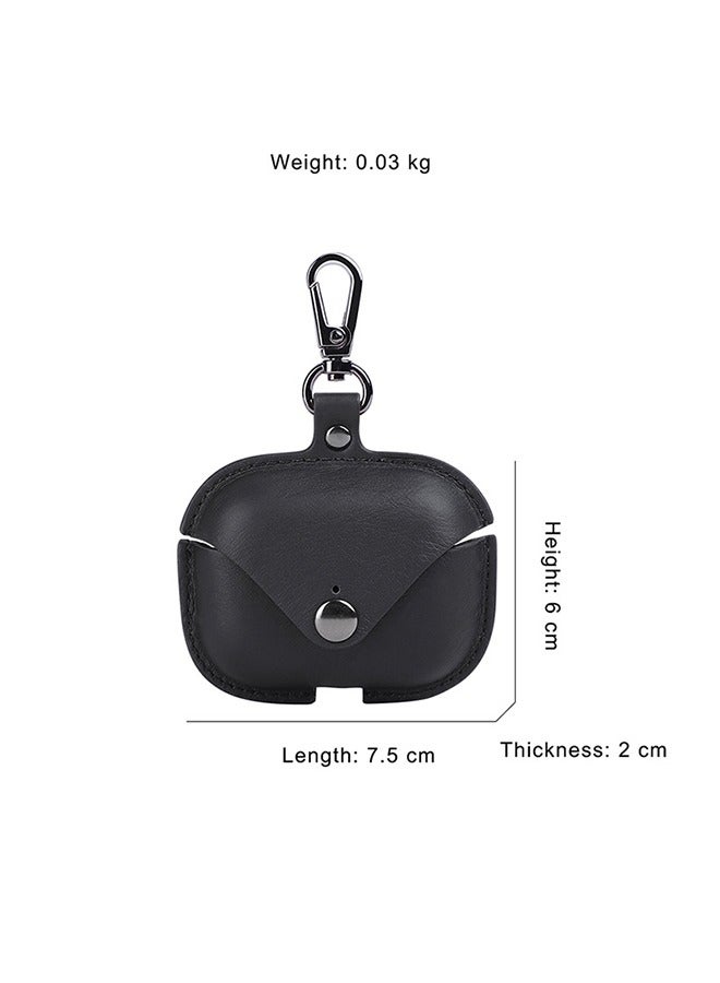 Leather Case Shockproof Cover With KeychainFor Apple AirPods 3 (3rd Generation) Black - Image 5