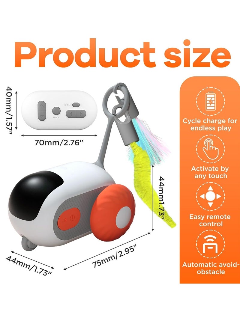 Smart Remote Control Electric Cat Toy, Type-C Rechargeable Feather Automatic Moving Interactive Cat Toy, Orange (1pc) - Image 2