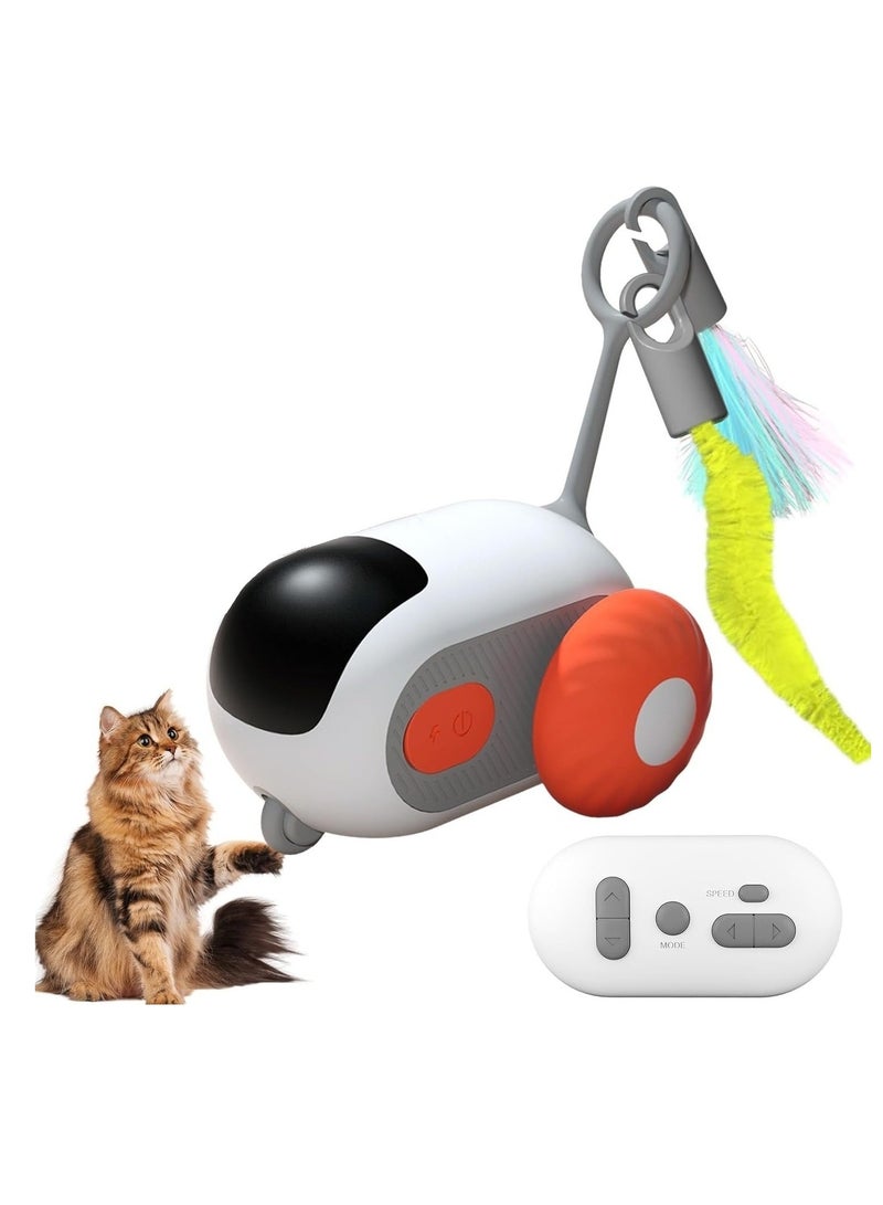 Smart Remote Control Electric Cat Toy, Type-C Rechargeable Feather Automatic Moving Interactive Cat Toy, Orange (1pc) - Image 1