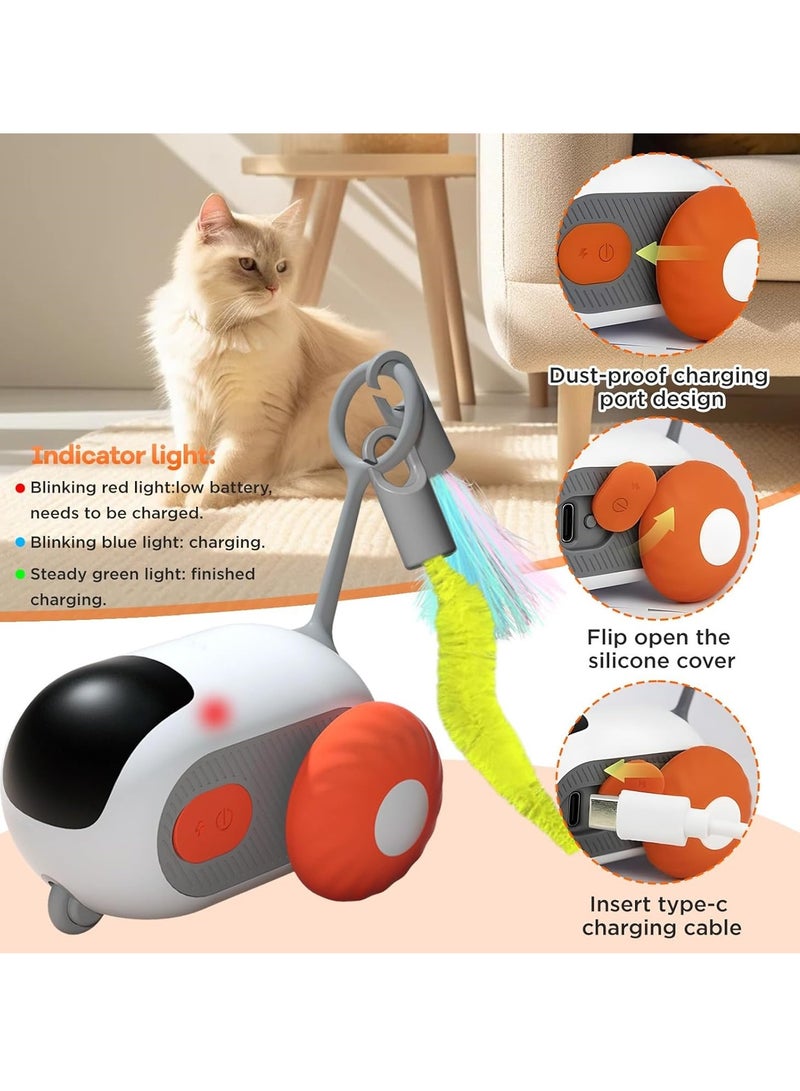 Smart Remote Control Electric Cat Toy, Type-C Rechargeable Feather Automatic Moving Interactive Cat Toy, Orange (1pc) - Image 4