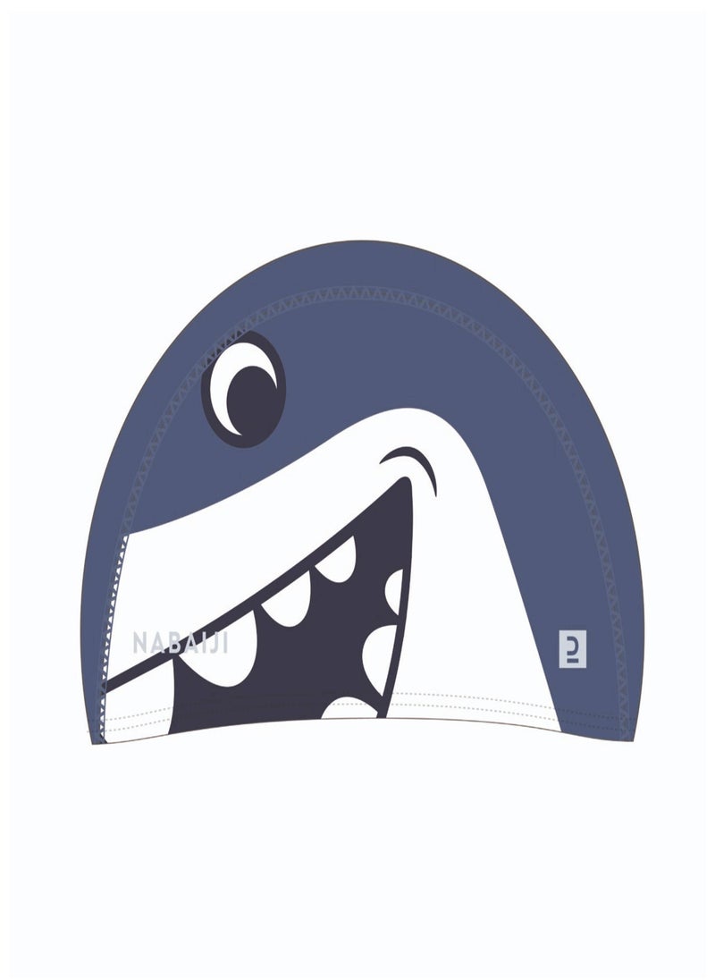 NABAIJI NABAIJI by DECATHLON, Kids Swim Cap Coated Mesh Printed Fabric Shark Blue  - Image 3
