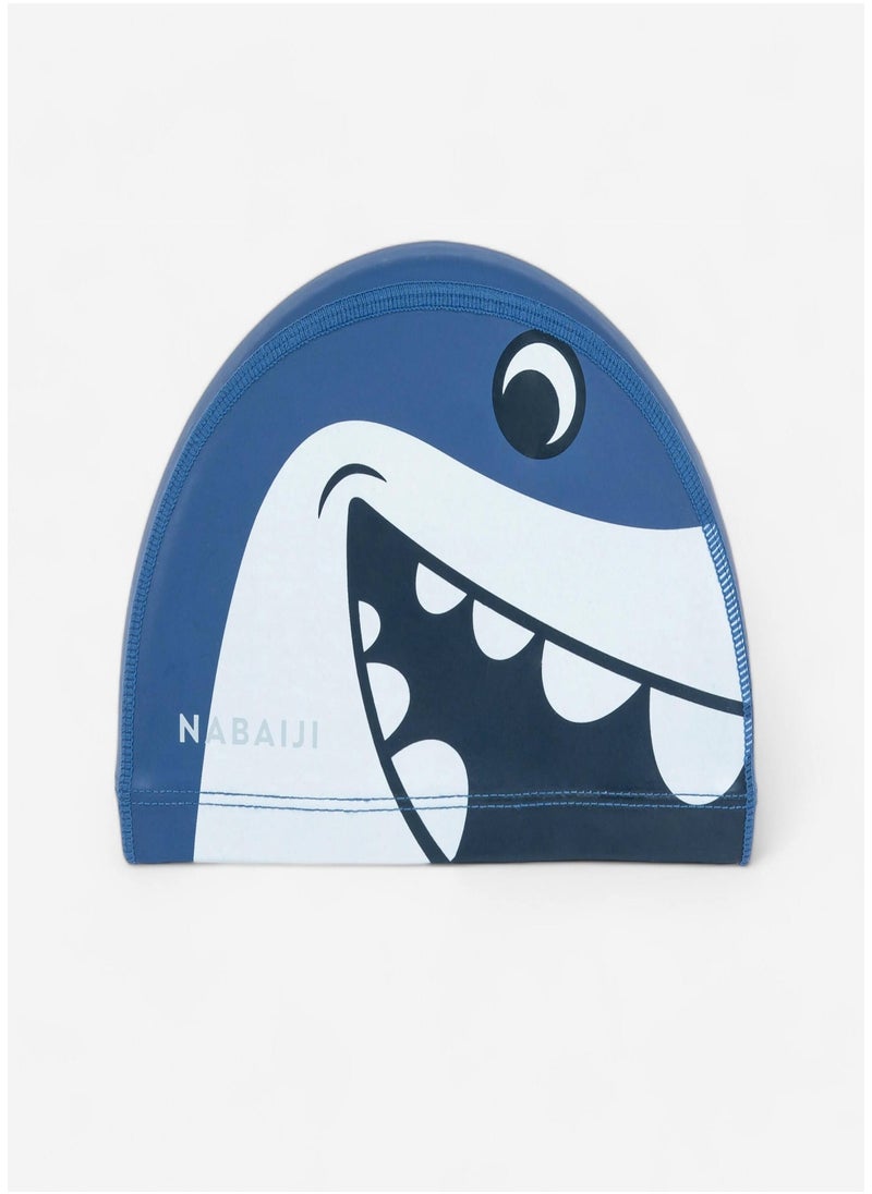 NABAIJI NABAIJI by DECATHLON, Kids Swim Cap Coated Mesh Printed Fabric Shark Blue  - Image 1