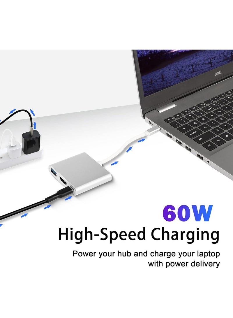 USB-C to HDMI Multiport Adapter, 3-in-1 Converter, USB-C to HDMI AV Adapter, USB to VGA Adapter, 4K DisplayPort to HDMI Splitter for TV/Monitor Combo, USB-C Hub.