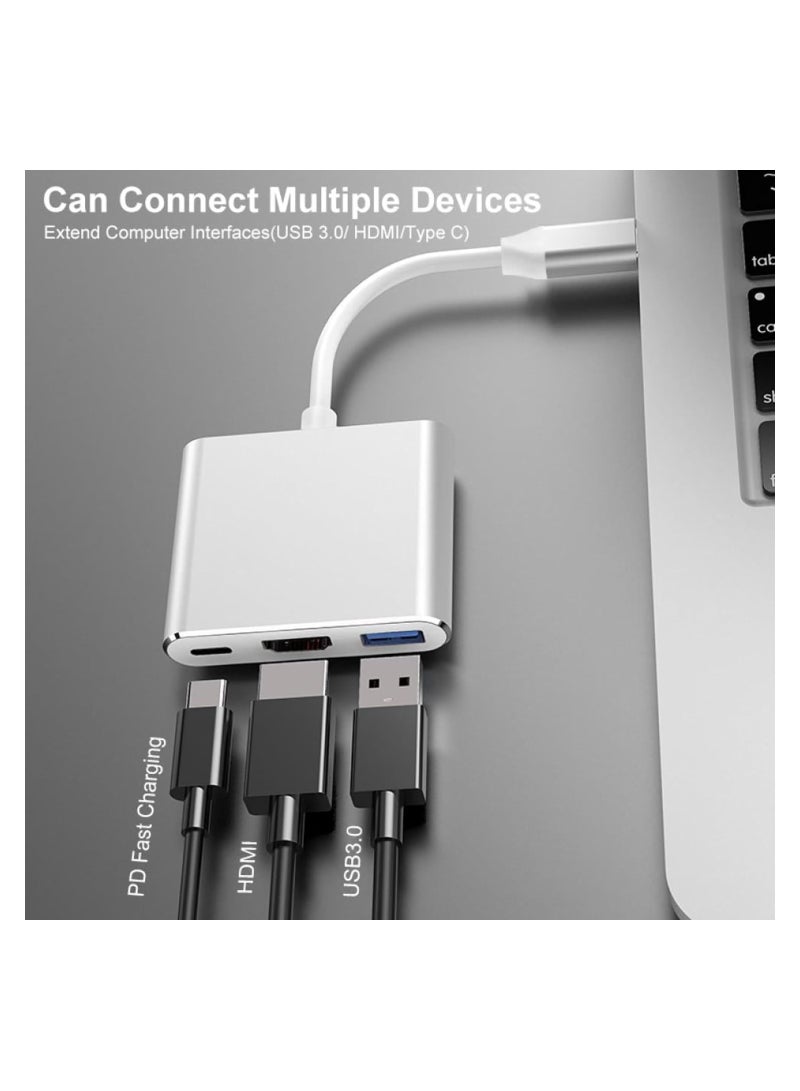 USB-C to HDMI Multiport Adapter, 3-in-1 Converter, USB-C to HDMI AV Adapter, USB to VGA Adapter, 4K DisplayPort to HDMI Splitter for TV/Monitor Combo, USB-C Hub.