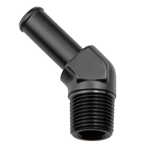 KRD PERFORMANCE Aluminum 45 Degree 12 NPT Male to 581587mm Hose Barb Push On Fitting 12 NPT Thread to 10 AN Barb Fuel Pipe Adapter Black - Image 1