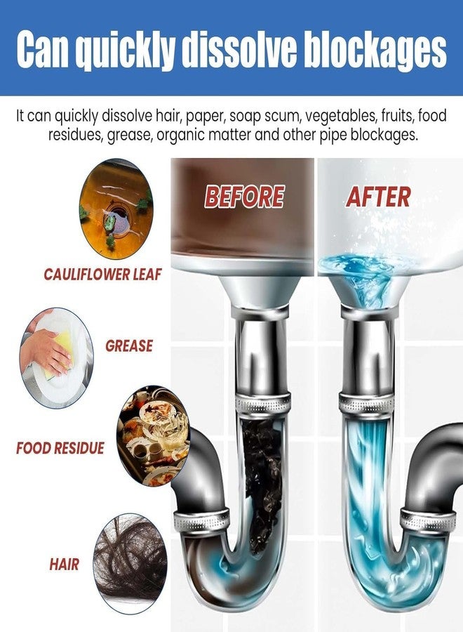 VIPREKHO Drain Cleaner Powder Pipe Dredge Pipes Powerful Sink 260g Pack Fast Foaming Pipe Cleaning Tool for Bathroom Kitchen | Pack of 1 - Image 4