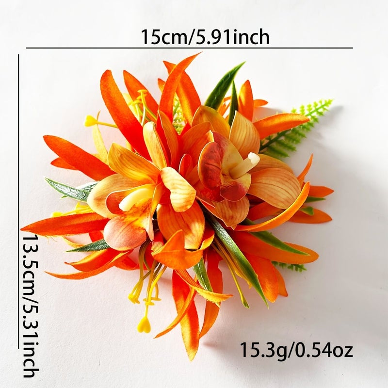 Purple Simulation Fabric Orchid Lycoris Hairpin For Daily Vacation Party Gift - Image 4
