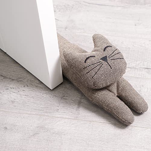 CERAYOU Cat Fabric Under Door Draft Stopper, 3LB Heavy Duty Decorative Soundproof Door Draft Blocker, 36 Inch Animal Energy Saving Draft Guard, Smiley - Image 2