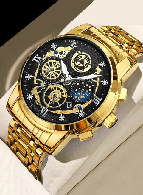 BINBOND B4010 Fashion Casual Quartz Men Watch Stainless Steel Strap Luxury Dial Luminous 30M Waterproof Business Men Wristwatch