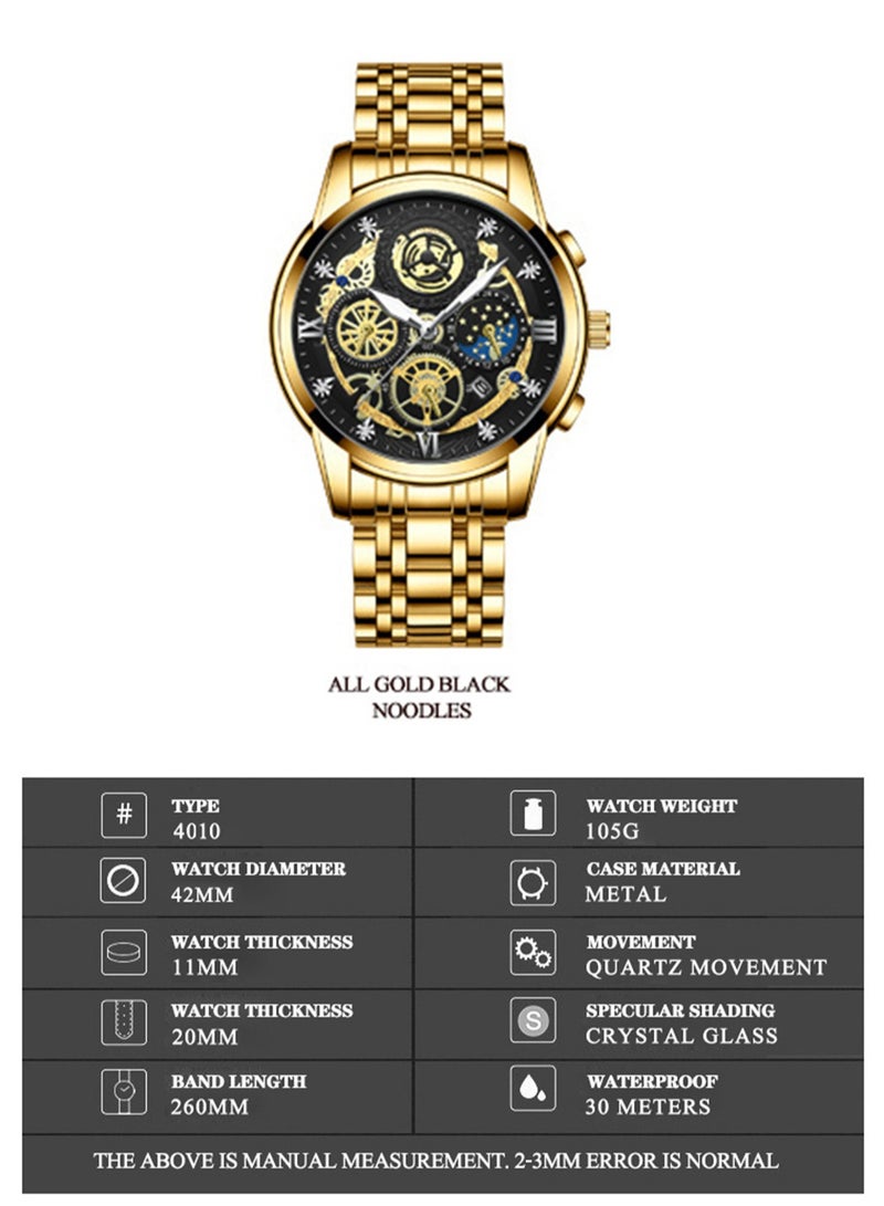 بينبوند ساعة BINBOND B4010 للرجال كاجوال أنيقة من الكوارتز بحزام من الفولاذ المقاوم للصدأ ومينا فاخرة مضيئة ومقاومة للماء حتى عمق 30 مترًا - Image 2