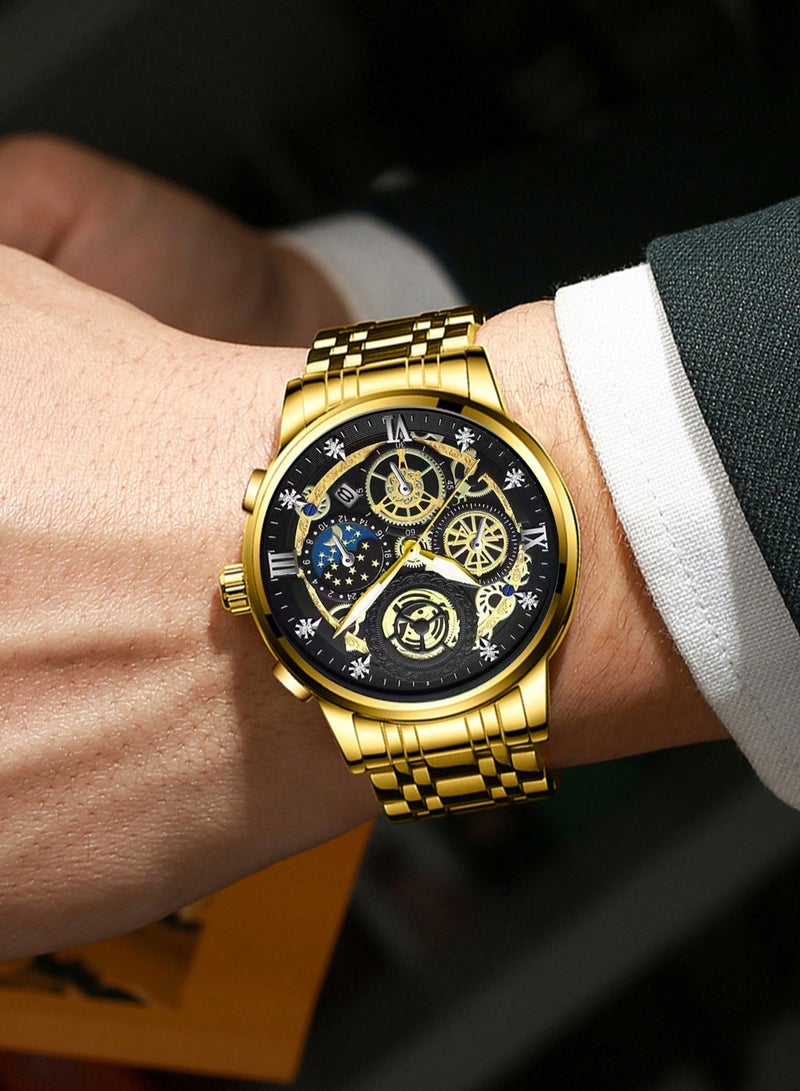 بينبوند ساعة BINBOND B4010 للرجال كاجوال أنيقة من الكوارتز بحزام من الفولاذ المقاوم للصدأ ومينا فاخرة مضيئة ومقاومة للماء حتى عمق 30 مترًا - Image 3