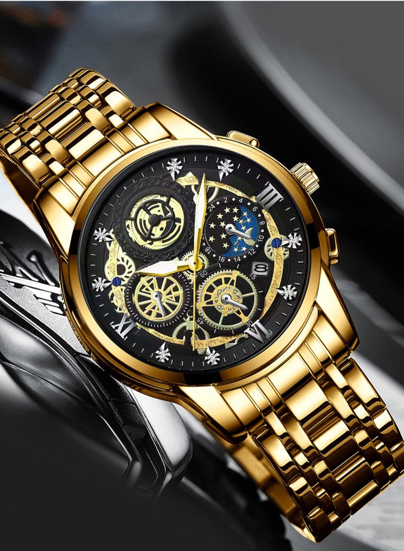 بينبوند ساعة BINBOND B4010 للرجال كاجوال أنيقة من الكوارتز بحزام من الفولاذ المقاوم للصدأ ومينا فاخرة مضيئة ومقاومة للماء حتى عمق 30 مترًا - Image 4