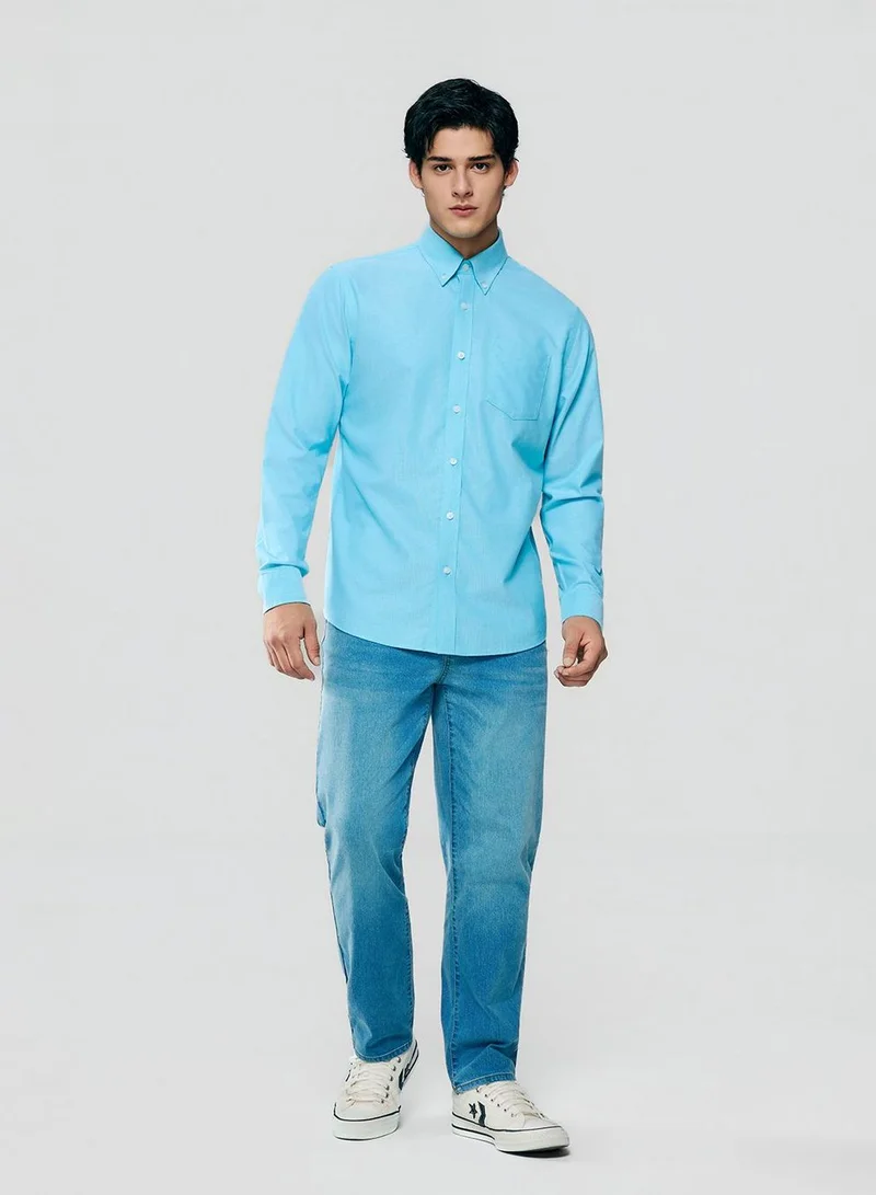 جيوردانو Men’s Cotton Long-Sleeve Wrinkle-Free Shirt
