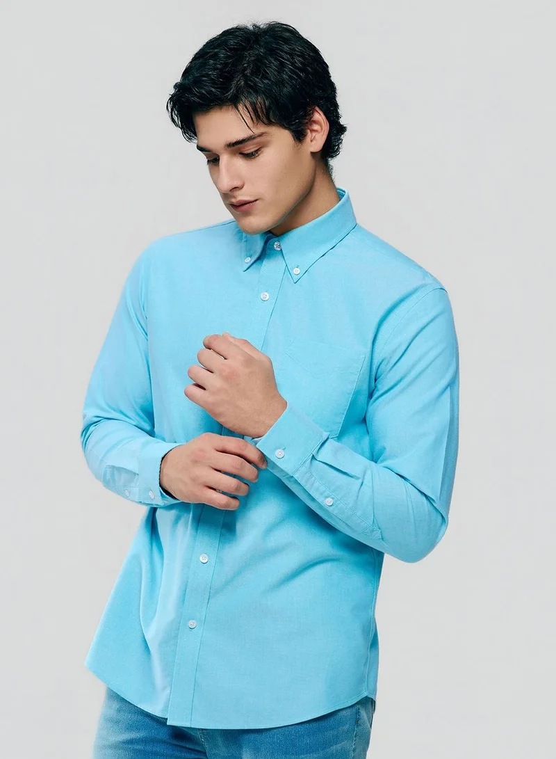 جيوردانو Men’s Cotton Long-Sleeve Wrinkle-Free Shirt