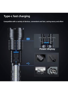 Generic White Laser Flashlight COB Side Light Warning Work Light Outdoor Super Bright Waterproof Strong Light Flashlight-Color:A76-p50 Aluminum Head [built-in 1200 Ma + Wiring]  - Image 4