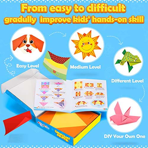 Aigybobo Origami Paper Set, 308PCS Kids Craft Paper Kit with Instructional Book for Girls Age 6,7,8,9,10,11,12, Art Projects Supplies for School Class Craft Lessons- Christmas Gifts for Boys&Girls - Image 5