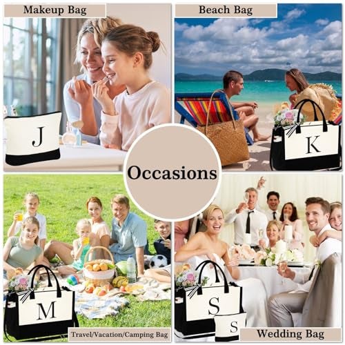 YOOLIFE Gifts for Mom - Mothers Day, Mom Birthday, Christmas Gifts | Initial Canvas Tote Bag - Image 5