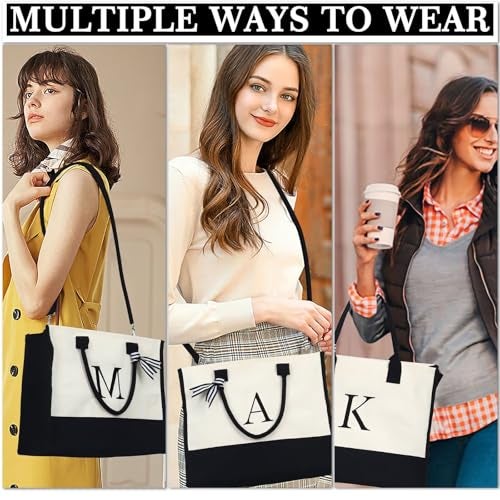 YOOLIFE Gifts for Mom - Mothers Day, Mom Birthday, Christmas Gifts | Initial Canvas Tote Bag - Image 2