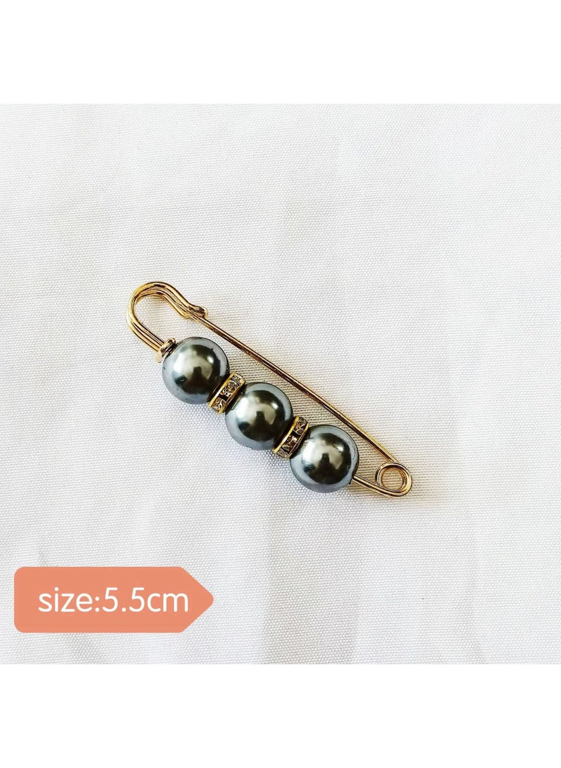 Generic Adjustable Jeans Waist Button Pearls 7# three gray beads gold needle 5.5cm 