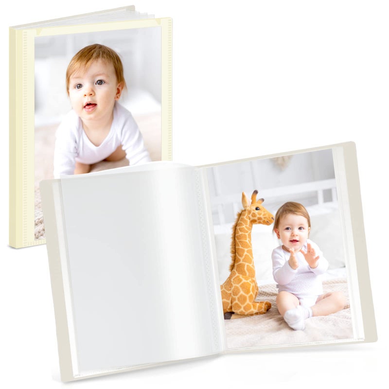 CRANBURY Small Photo Album 4x6 (Ivory) - 2-Pack Plastic 4 x 6 Photo Book Album  Each Shows 48 Pictures  Mini Picture Album Binder with Customizable Cover  Baby Photo Books with 4x6 Photo Sleeves - Image 1