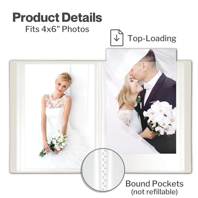 CRANBURY Small Photo Album 4x6 (Ivory) - 2-Pack Plastic 4 x 6 Photo Book Album  Each Shows 48 Pictures  Mini Picture Album Binder with Customizable Cover  Baby Photo Books with 4x6 Photo Sleeves - Image 2