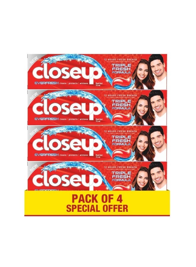 كلوس أب معجون أسنان ريد هوت جل 75 مل، 4 قطع 75 مل، عبوة من 4 قطع - Image 1