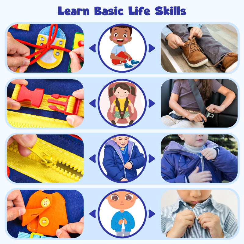 استين ألعاب Montessori Board المزدحمة للأطفال الصغار: كتاب مزدحم للكتاب الحسي كتاب التعليمية كتاب التعليمية ل 3 4 5 سنوات هدايا للبنين فتيات الأطفال الصغار السفر لسيارة الطائرات (الأزرق) - Image 4