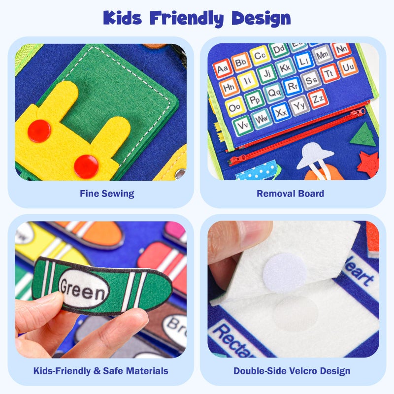 استين ألعاب Montessori Board المزدحمة للأطفال الصغار: كتاب مزدحم للكتاب الحسي كتاب التعليمية كتاب التعليمية ل 3 4 5 سنوات هدايا للبنين فتيات الأطفال الصغار السفر لسيارة الطائرات (الأزرق) - Image 5