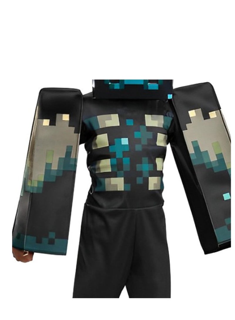 MINECRAFT زي تنكر شخصية الواردن من ماينكرافت - زي ماينكرافت للأطفال مع غطاء رأس وبدلة قفز - Image 4