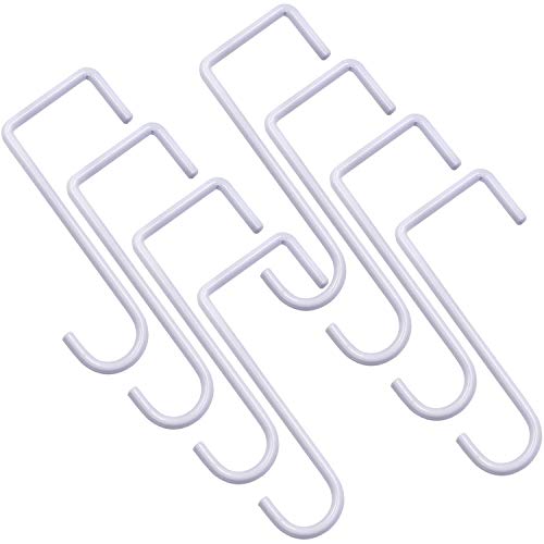 HiGift 8 Pack Vinyl Fence Hooks, 2 x 6 inch Patio Hangers White Powder Coated Steel Fence Hangers for Hanging Plants, Planters, Bird Feeders, Lights, Pool Tools - Image 1