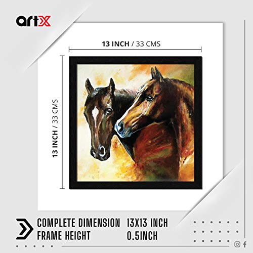 ArtX Paper Two Horses Wall Art Painting, Multicolor, Abstract, 13X13 in, Set of 1 - Image 2