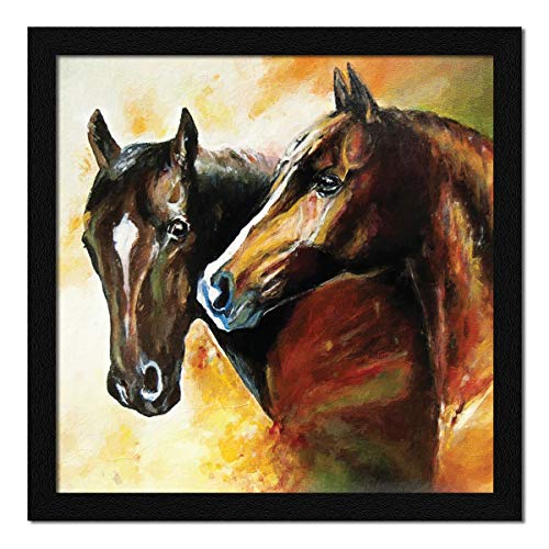 ArtX Paper Two Horses Wall Art Painting, Multicolor, Abstract, 13X13 in, Set of 1 - Image 1