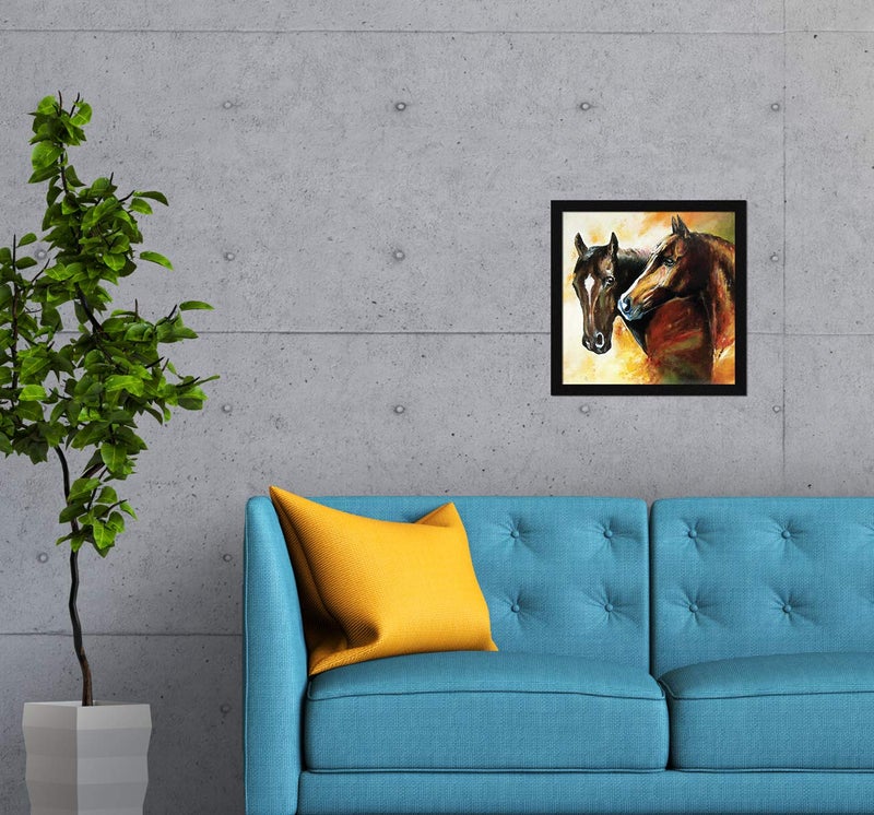 ArtX Paper Two Horses Wall Art Painting, Multicolor, Abstract, 13X13 in, Set of 1 - Image 3